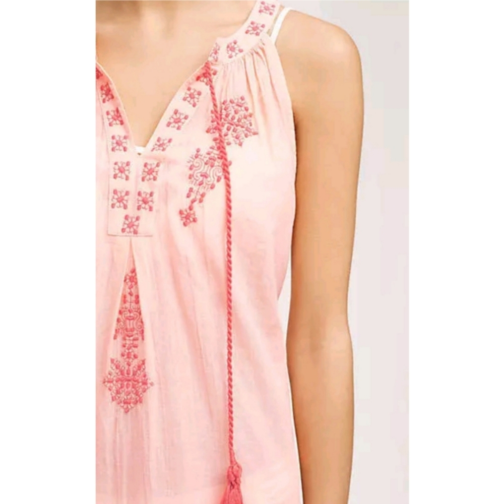 Anthro Mermaid Desert Rose Peach Embroidered Beach Tunic Cover Up NWT Size M - Picture 3 of 16